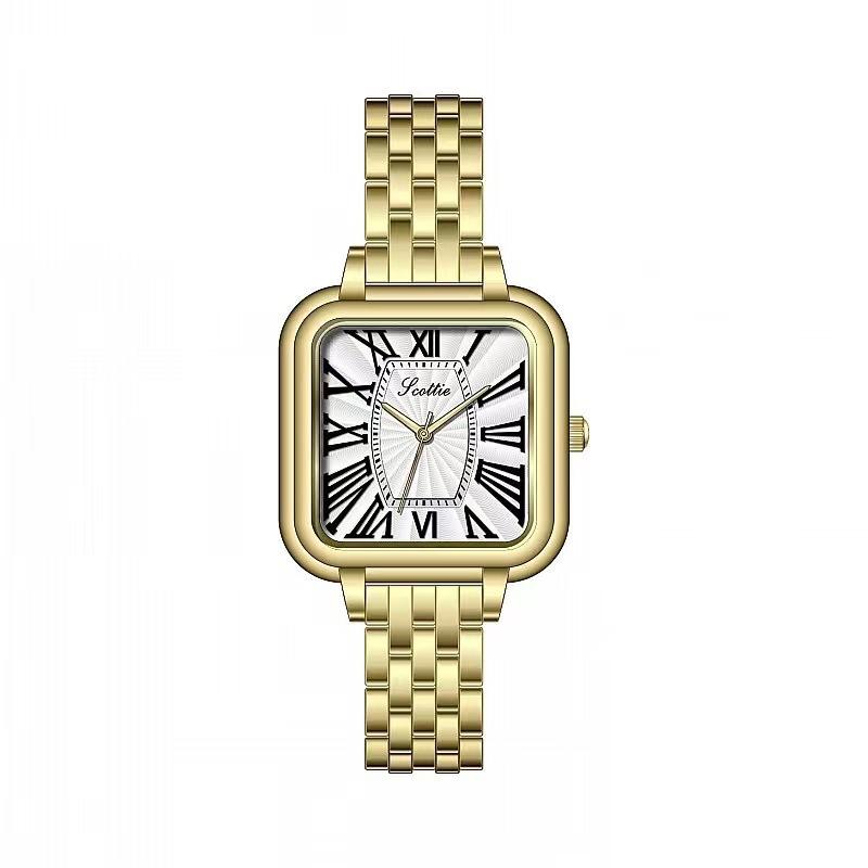 Square Small Square Watch Women'S Watch Simple Roman Stainless Steel Belt Exquisite Niche Light Luxury Women'S Watch