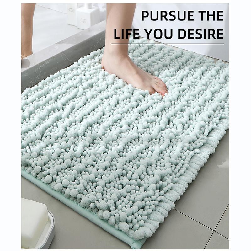 Thick Chenille Bathroom Mat, Water Absorbent Non-Slip Quick Dry Shower Rug
