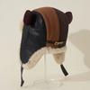 Unisex Winter Fleece Lined Aviator Hat With Bear Ear Detail Faux Leather Warm Beanie Cold Weather Outdoor Use