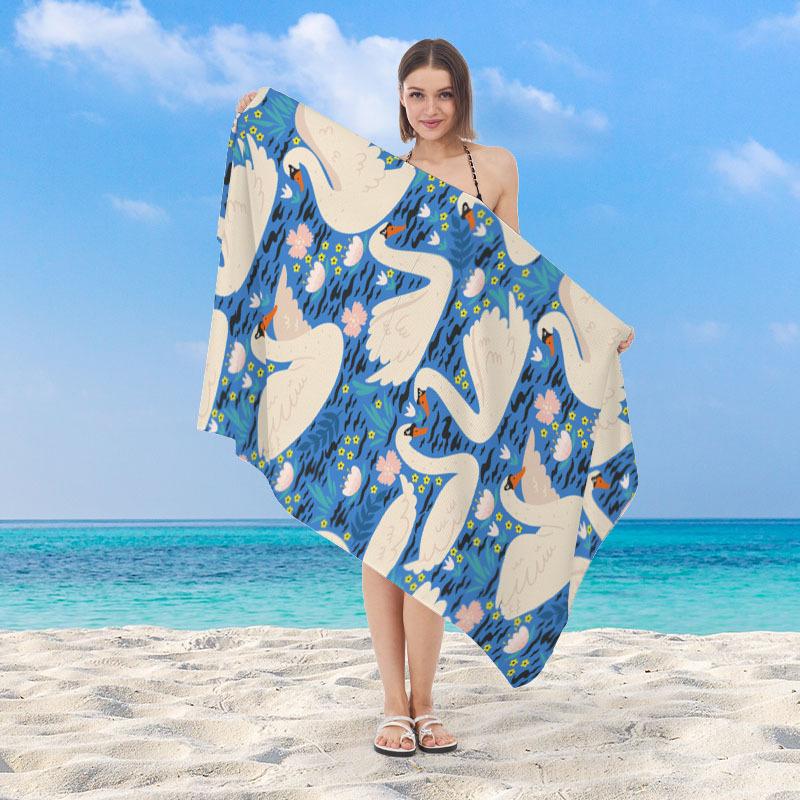 Anchor Striped Nautical Beach Towel Microfiber Quick Dry Absorbent Lightweight Navy Blue Print Towel for Beach Pool Vacation