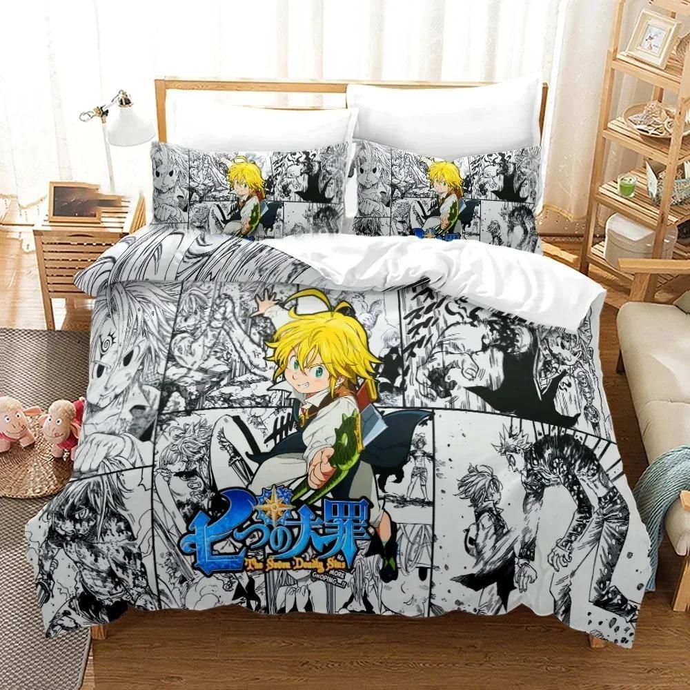 3D-Druck Anime The Seven Deadly Sins Bettwäsche-Set Einzelbett Twin Full Queen King Size Bettset Aldult Kinderzimmer Bettbezug-Sets