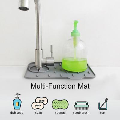 Silicone Faucet Anti-splash Pad Square Drain Tray Waterproof Mat Sink Storage Dry Mat Slope Does Not Hold Water