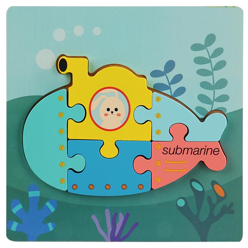 Wooden 3D Puzzle for Early Education: Infant & Toddler Intellectual Development, Hand-Eye Coordination Toy for 1-3 Year Old Boys & Girls