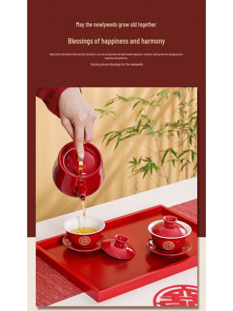 Wedding Tea Set: Complete Cup & Pot Set with Joyful Bowl, Ideal Gift for Newlyweds.