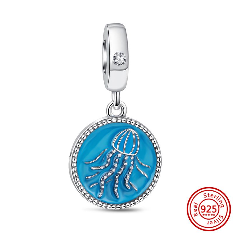 Fit Original Pantaro Charms Bracelet DIY Zircon 925 copper Blue Angel Wings Feathers Crown Star Moon Sun Clip Heart Shiny Beads