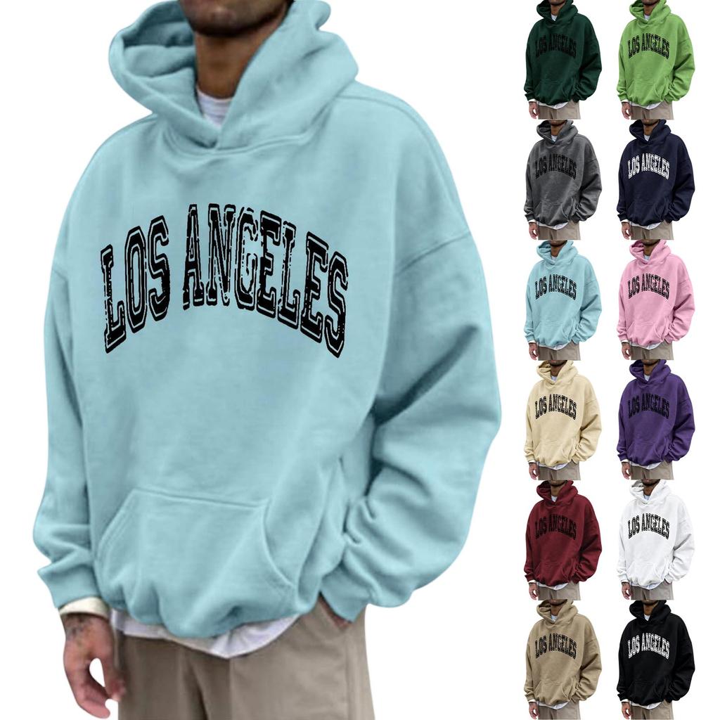 Heren losvallende hoodie met print