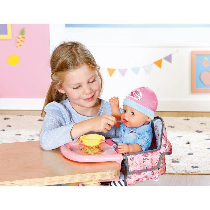 Silla alta para muñeco - BABY BORN - Se fija en la mesa - Juguete de imitación - Rosa - A partir de 3 años