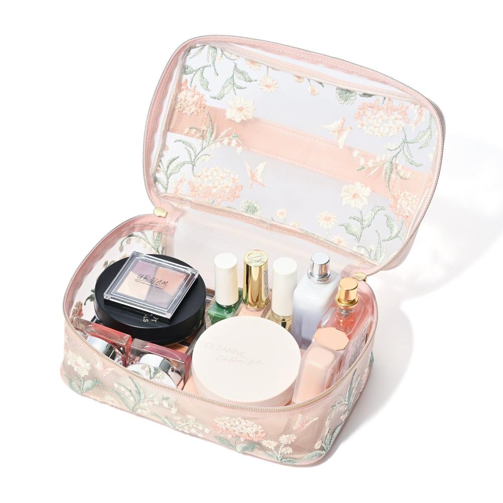 Franc Franc Japan MeSh Embroidered Vanity Pouch S Pink