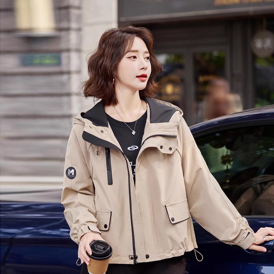 

Женское новое маленькое короткое пальто-тренч свободная повседневная куртка-тулинг топ 2XL хаки