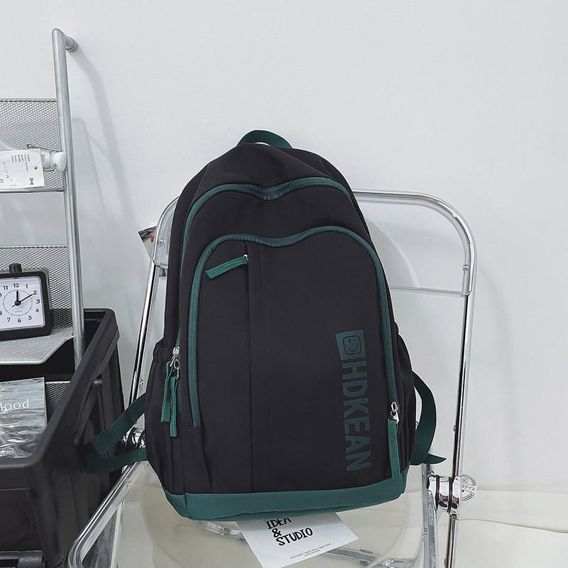 Blocked Color Simple Letter Smiley Face Print Student Large Backpack Capacity