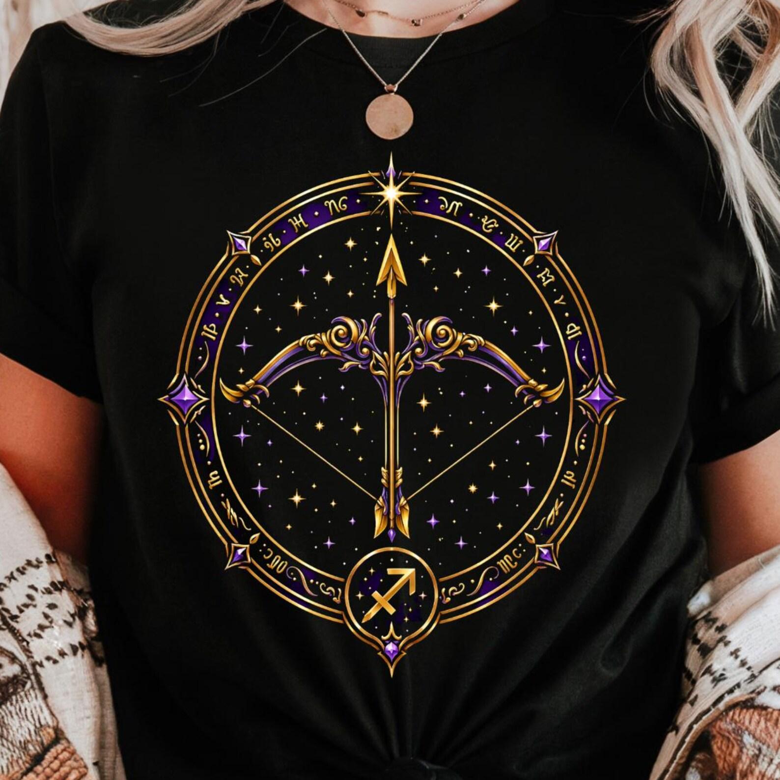 Sagittarius Zodiac Shirt | Celestial Archer Astrology Tee | Witchy Star Sign Graphic Shirt 4XL