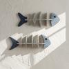 Nautical Wooden Fishbone Wall Decor Rustic Skeleton Fish Floating Shelf Coastal Wall Mounted Display