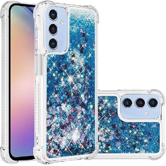 Case for Samsung Galaxy A15 5G, Glitter TPU Cover Clear Flowing Quicksand with Anti-Fall Bumper Corner Shockproof Protection Women Girly Case for