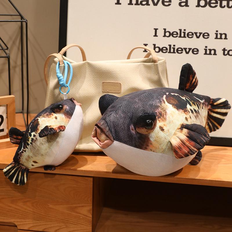 20-35cm Adorable Blowfish Plush Pillow, 3D Realistic Simulation Puffer Fish Cushion Backpack Pendant for Home Decor