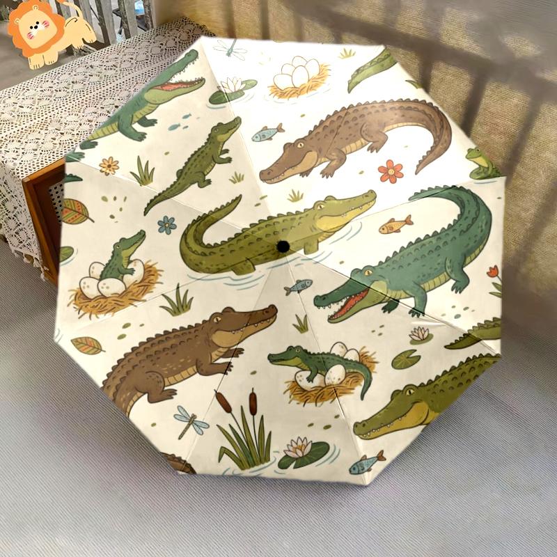 1 Pezzo Ombrello Pieghevole Automatico - Fantasia Animali Carini, Design Portatile e Pieghevole con 8 Stecche, Regali di Natale e Compleanno