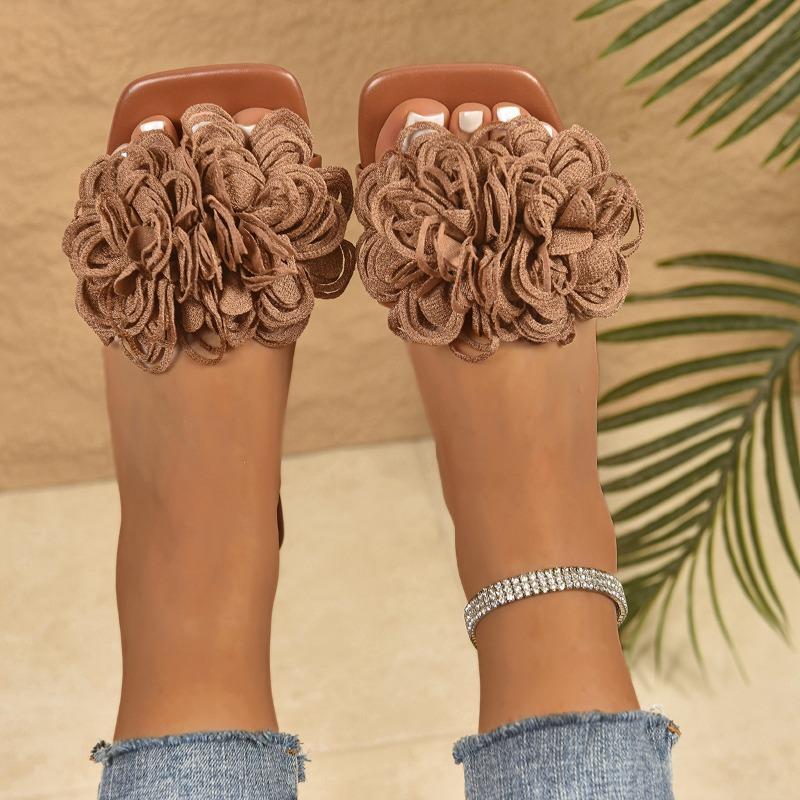 Slippers women's summer new women's fashion flowers word casual flat beach cool slippers