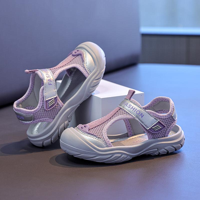 Girls' Sports Sandals Summer Mesh Hollow Breathable Children's Fashion Comfortable Casual Shoes Lightweight Chunky Sneakers