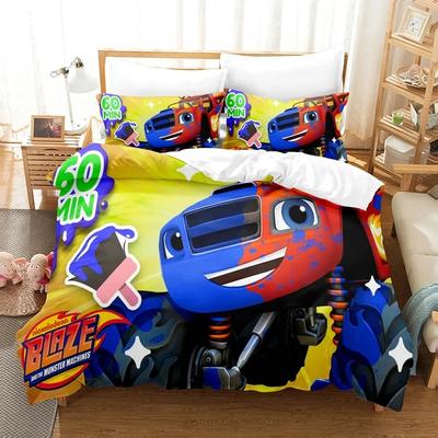 3D Baskı Blaze N Monster Makineleri Yatak Takımı Karikatür Yorgan Kılıfı Çift Kişilik İkiz Tam Kraliçe Kral Yetişkin Erkek Yatak Örtüsü Yorgan Kılıfı