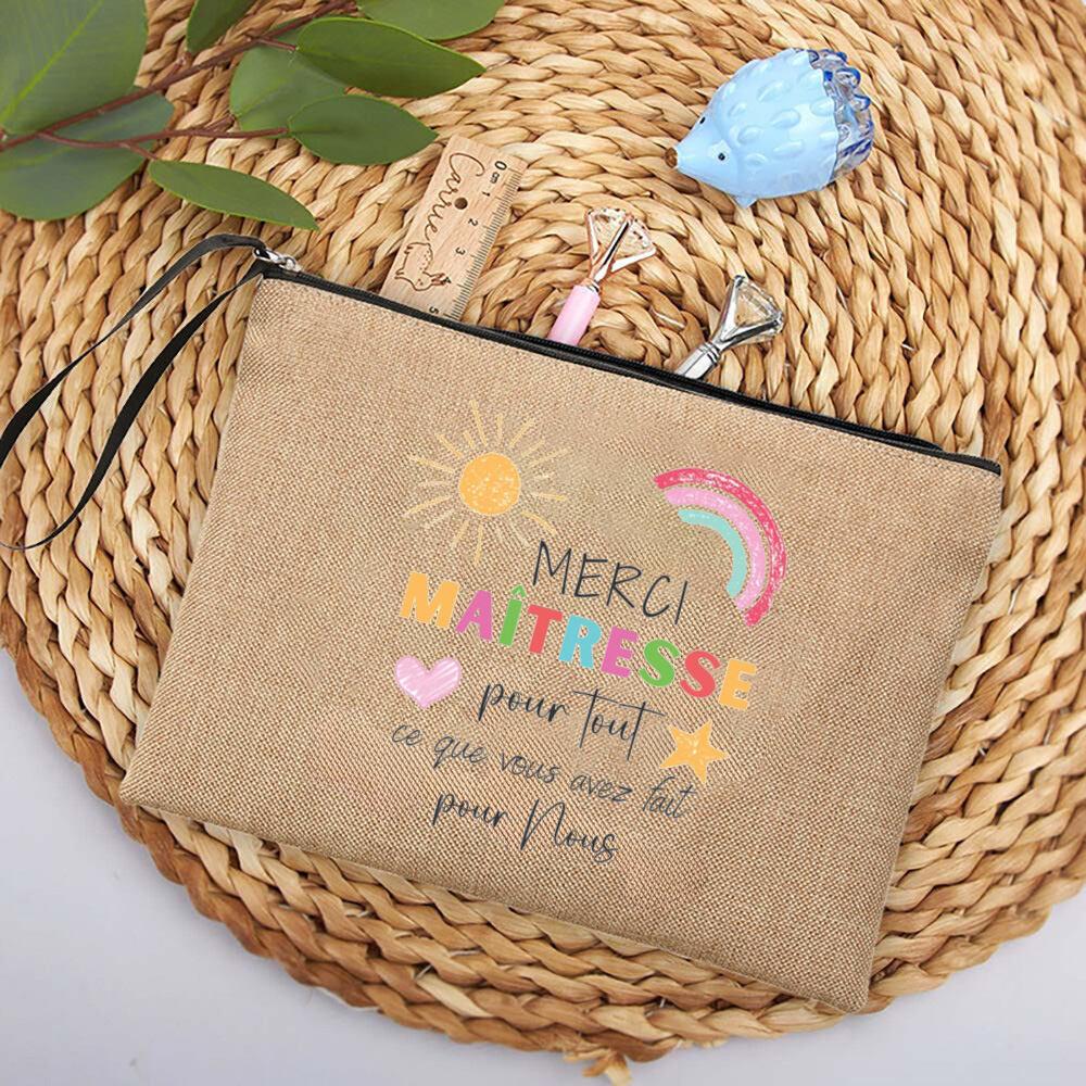 A Wonderful Teacher You Never Forget Thank You for Everything Printed Cosmetic Bag Women Travel Makeup Bags Gift for Teachers