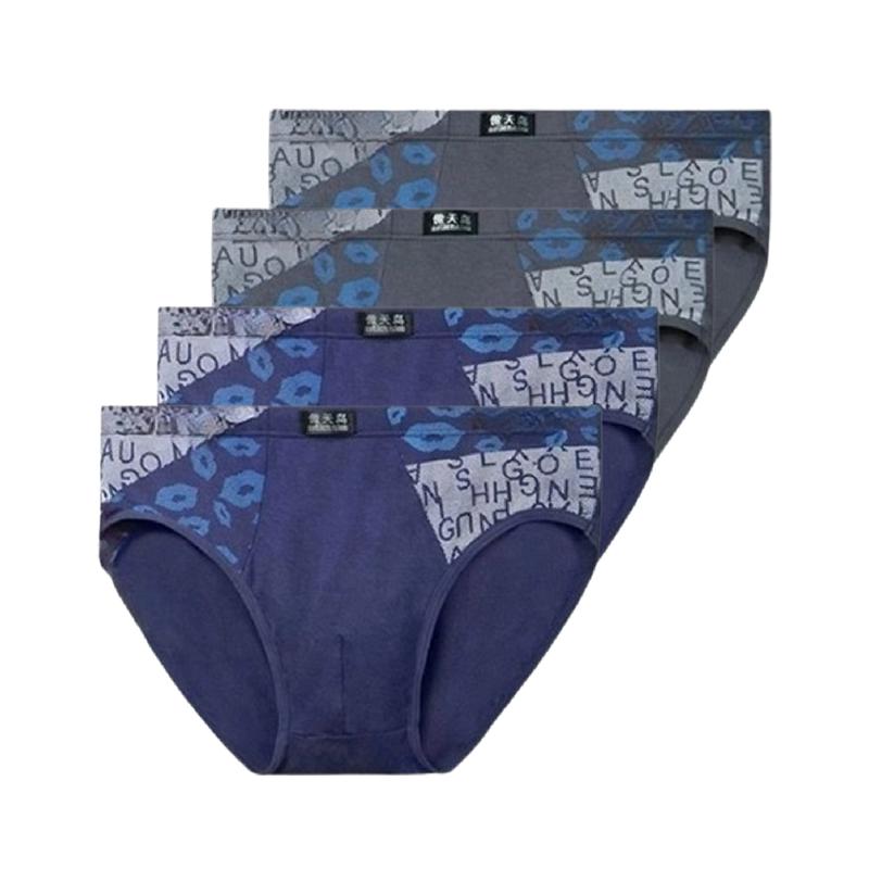 4 Stück Herren Modal Slips Mittelhoch Bedruckte Unterwäsche Atmungsaktiv Weich Männliche Dreieckslips Für Jugendliche Tägliches Tragen L XL XXL 3XL 4XL 5XL