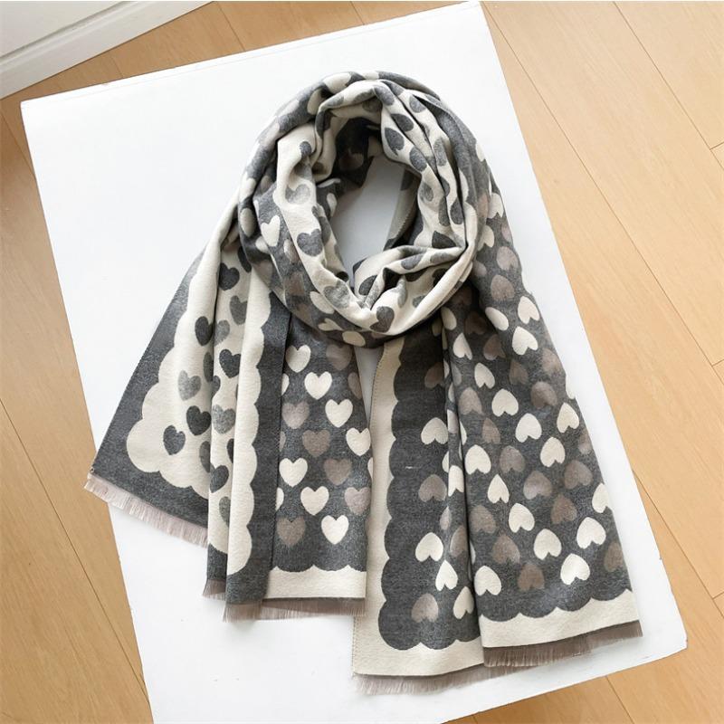 Cute peach heart warm imitation cashmere atmosphere thickened shawl women autumn and winter sweet student versatile scarf women