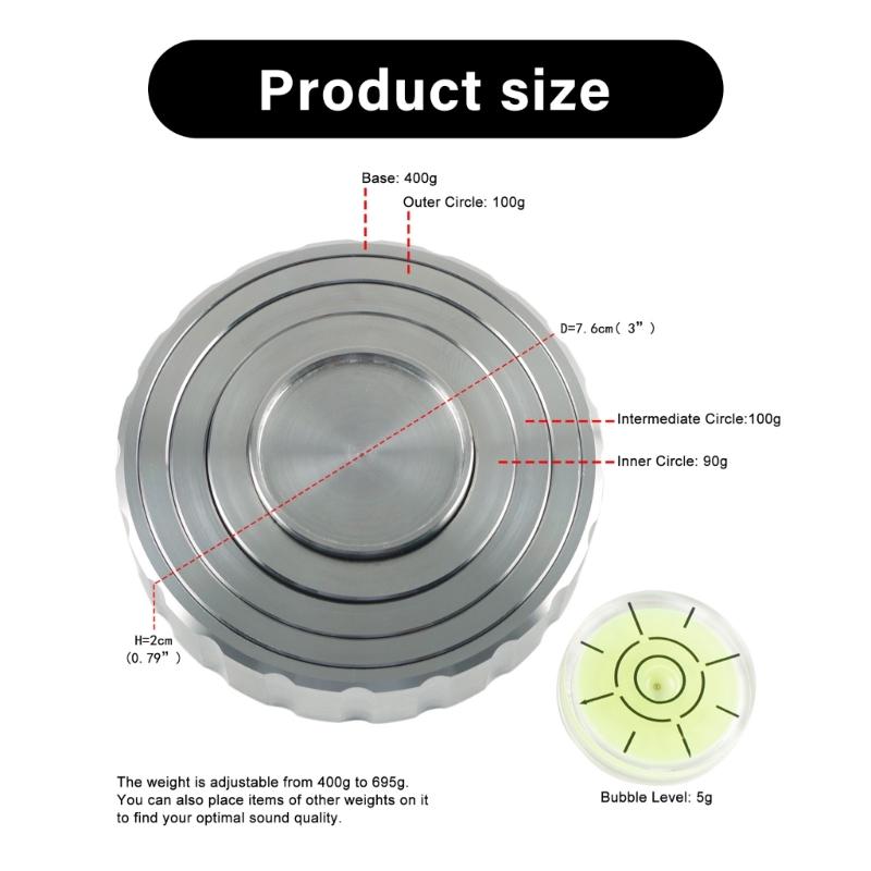 Stainless Steel Record Weight Adjustable Turntable Stabilizer with Nonslip Grip Recording Stabilizer for Recording Use