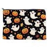 Student Stationery Pencil Pouch Cosmetic Bag, Halloween Pattern Print Makeup Canvas Anti Pilling Bag Zipper Pouch, for Change Data Cable Storage