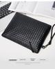 Men's Woven Leather Clutch Wallet - Large Capacity Soft Handbag & Phone Holder