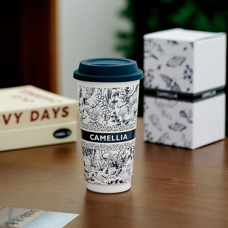 Ceramic Portable Coffee & Milk Mug - National Trend Style for Office & Home 580ml синий