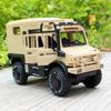 1/28 UNIMOG U4000 Wohnmobil Legierung Geländewagen Modell Druckguss Spielzeug Geländefahrzeuge Modell Ton und Licht Kindergeschenk