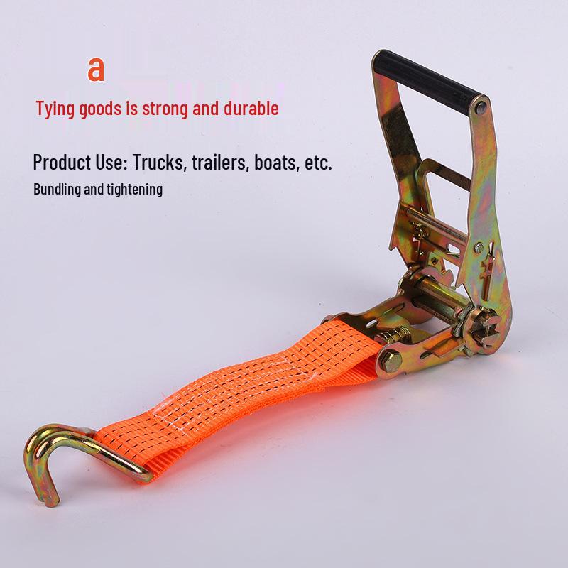 5cm Iron Frame Double Hook Polyester Cargo Strap - 12m Durable Tightening Rope