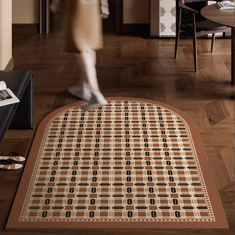Entrance Carpet Pvc Waterproof Leather Door Mat Arched Floor Mats Green Retro Porch Carpets Home Decoration Rug Christmas Gifts