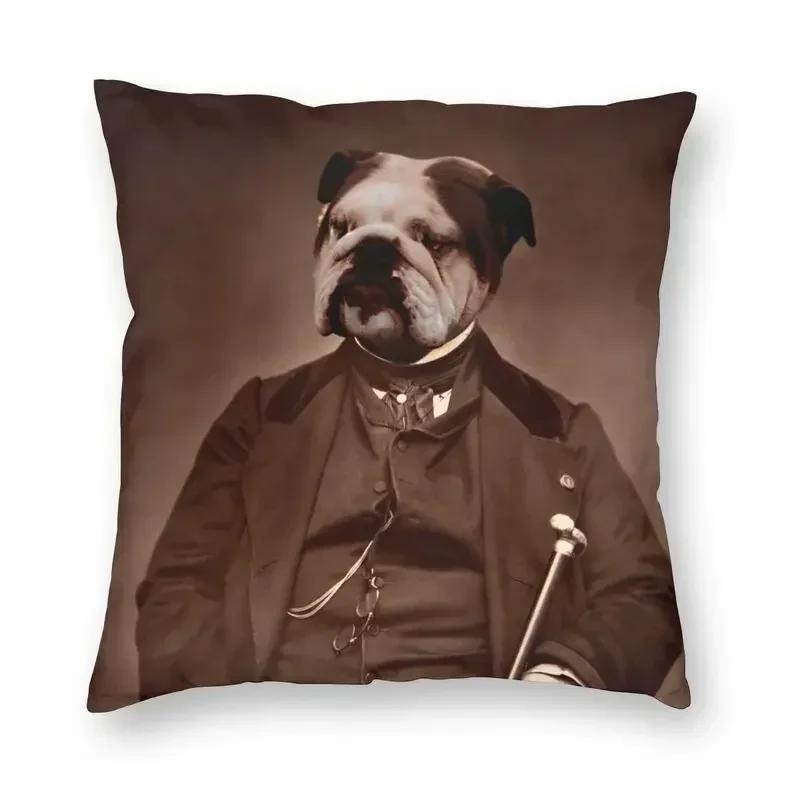 Home Pillowcase Office Decor Cushion Cover English Bulldog Print Pattern Decor