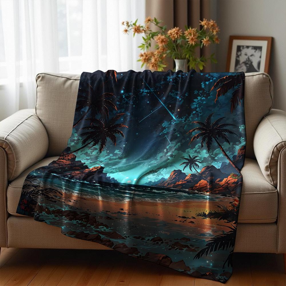 Anime Golden Autumn Tree Anime Cartoon Flannel Blanket Soft Warm Throw for Bedroom Sofa Car Kids Holiday Gift
