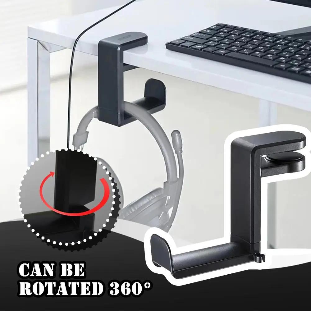 Universal 360° Rotating Headphone Stand Desktop Headset Holder PC Gaming Wall Mount Desk Hanger Hook for Earphone Controller