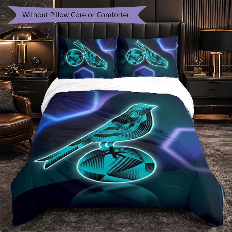 Norwich City Football 3 Piece Bedding Set Soft Duvet Cover Set with Pillowcases Printed Bedroom Decor Set for Home