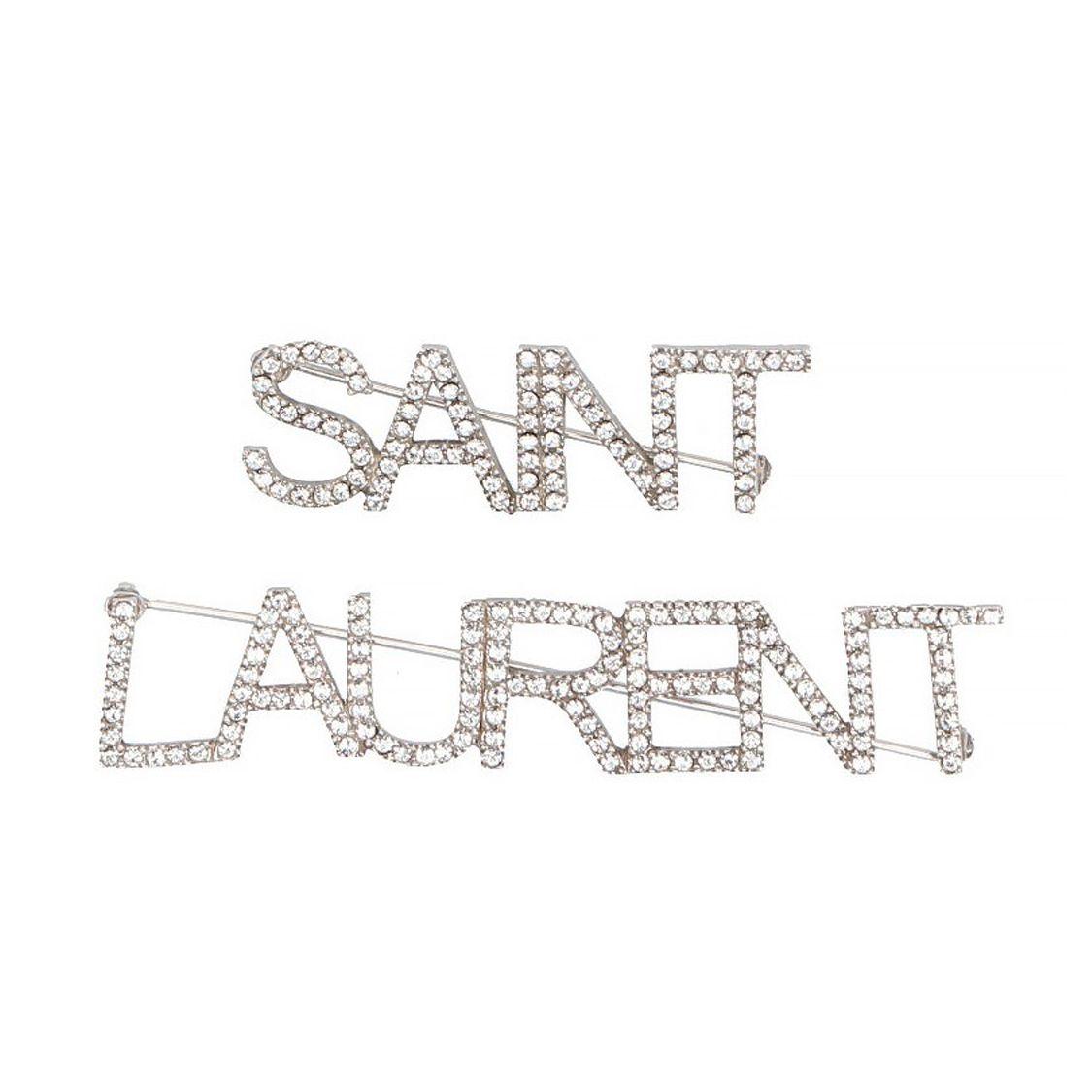 

Saint Laurent Logo Sequin Brooch Women brooch Brass Silver 586493Y15268368 Silver,F