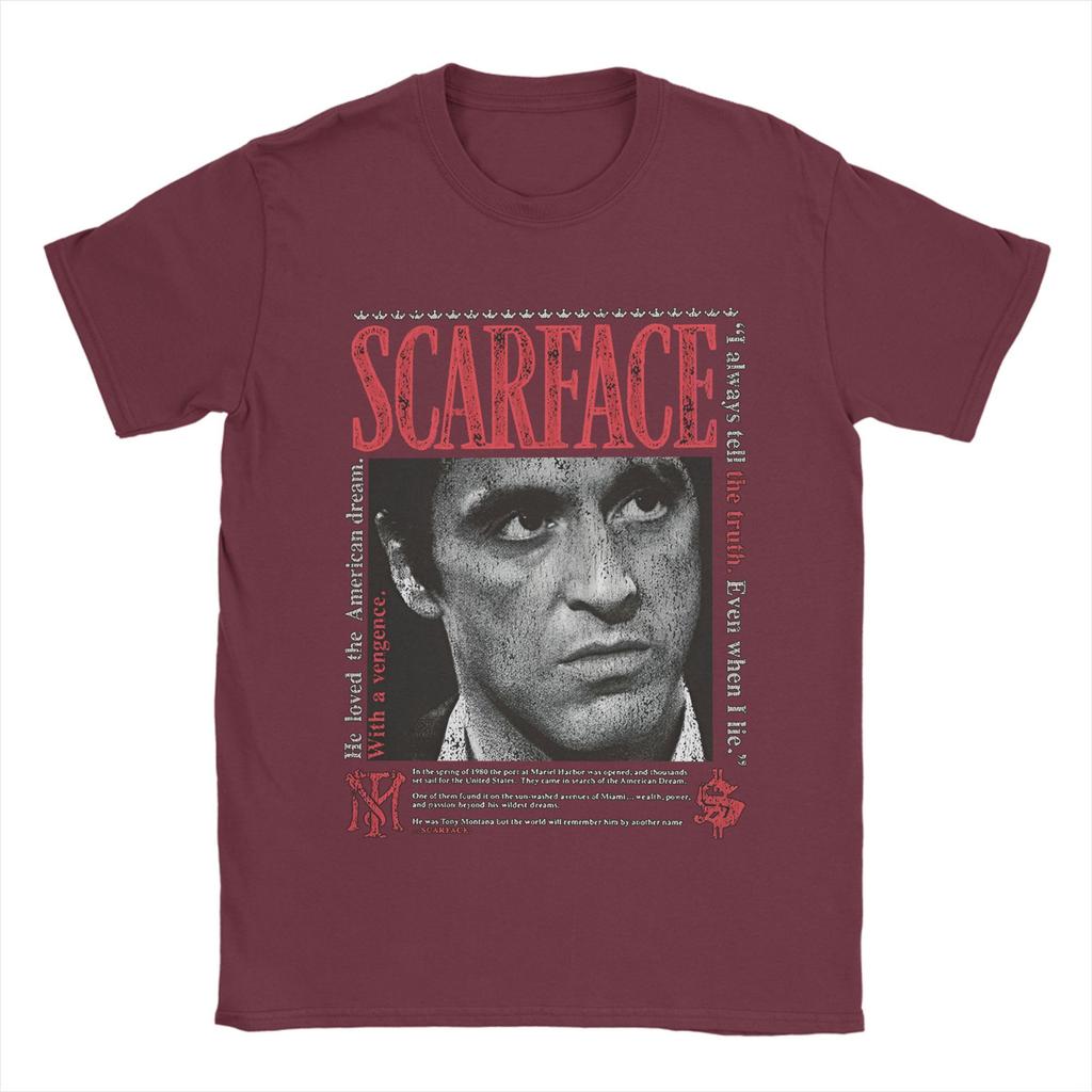 Fun 90s Classic  Movie Scarface  T-Shirts for Men Crew Neck Pure Cotton T Shirts  Short Sleeve Tees Big Size Tops
