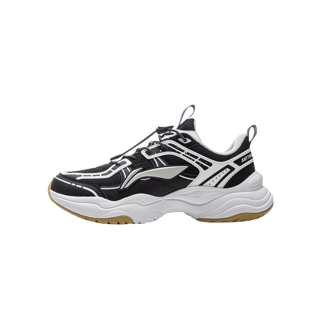 Li Ning Kids Sports Lifestyle Series Synthetic Leather Comfortable Fashion Versatile Low-Top Casual Shoes Kids Casual Shoes Black YKCU244-9