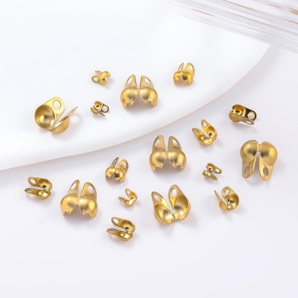 10pcs Stainless Steel Double Hole End Clasp Beads Open Cover Crimp Connector Beads For DIY Jewelry Making Necklace Component