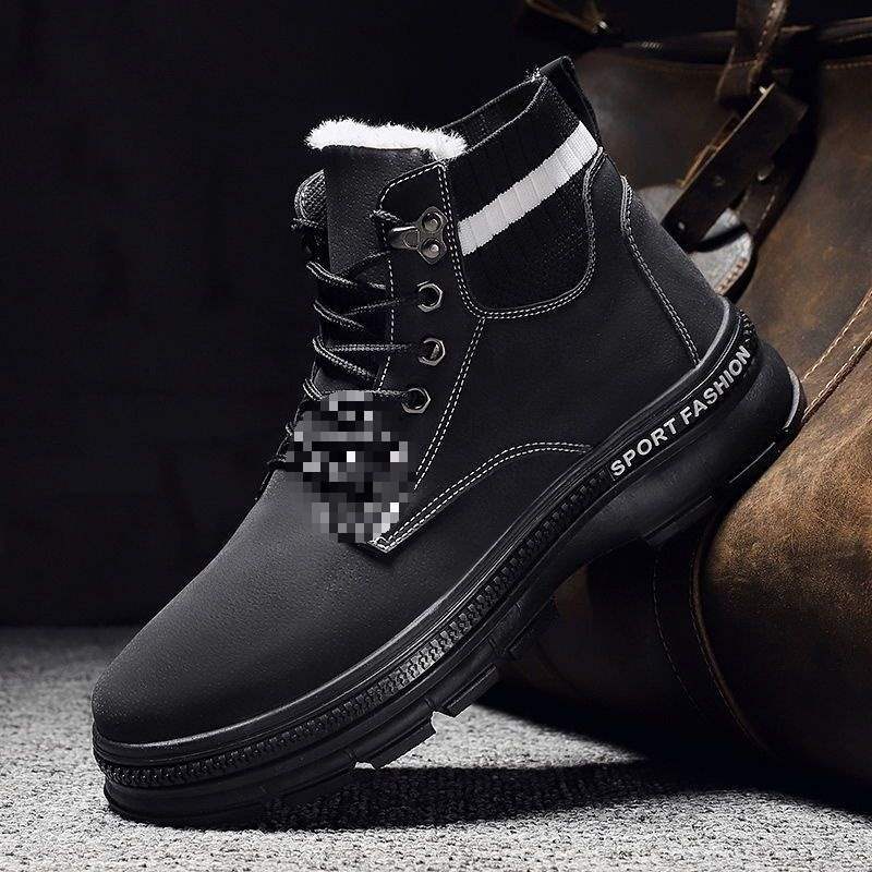 Autumn New Martin Boots Men's Versatile Casual Velvet Thickened Warm High-top Autumn Tooling Short Boots Men's Snow Boots