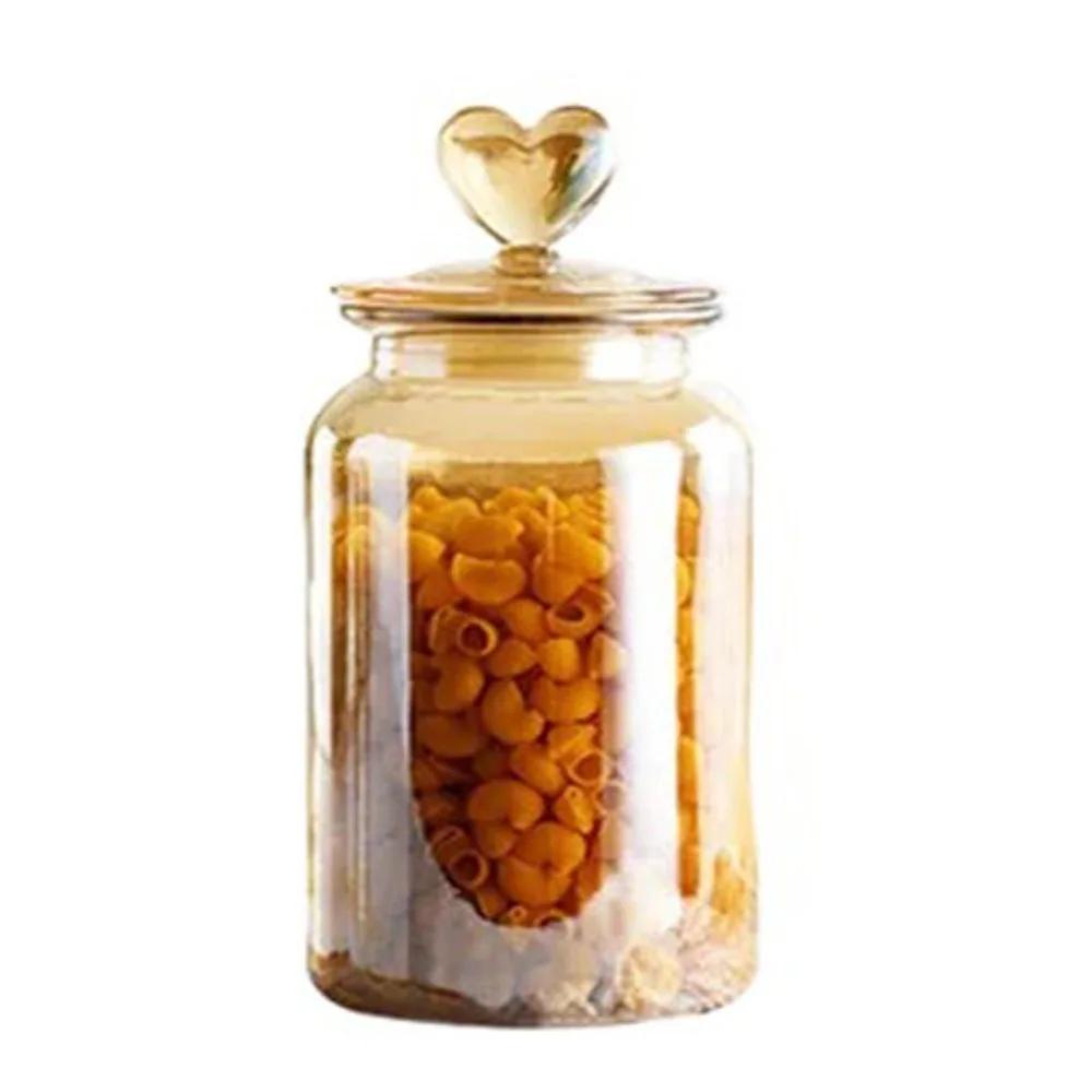 Modern Transparent Glass Sealed Jar with Shape Lid Exquisite Pickle Jug Large Capacity Grain Storage Bottle Kitchen