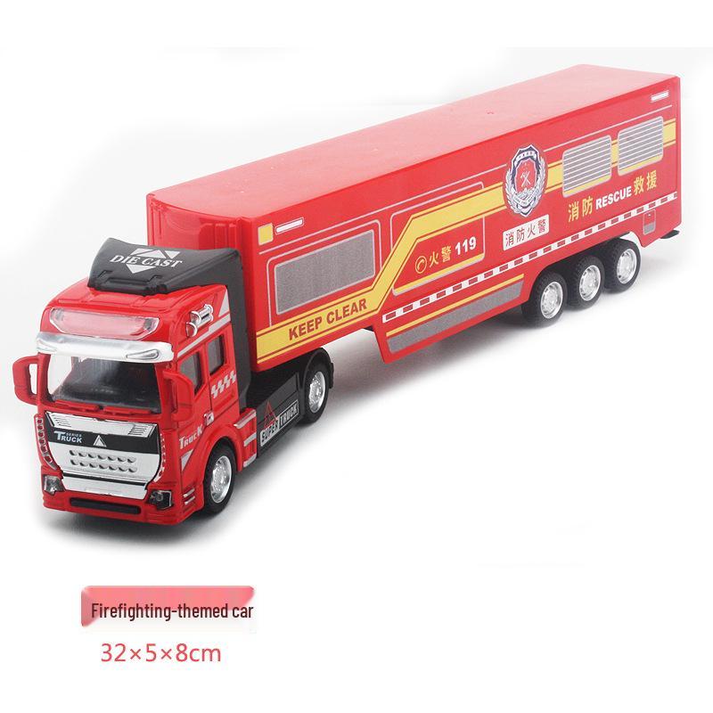 Kids' Pull-Back Alloy Container Transport and Tanker Trailer Truck Toy Model