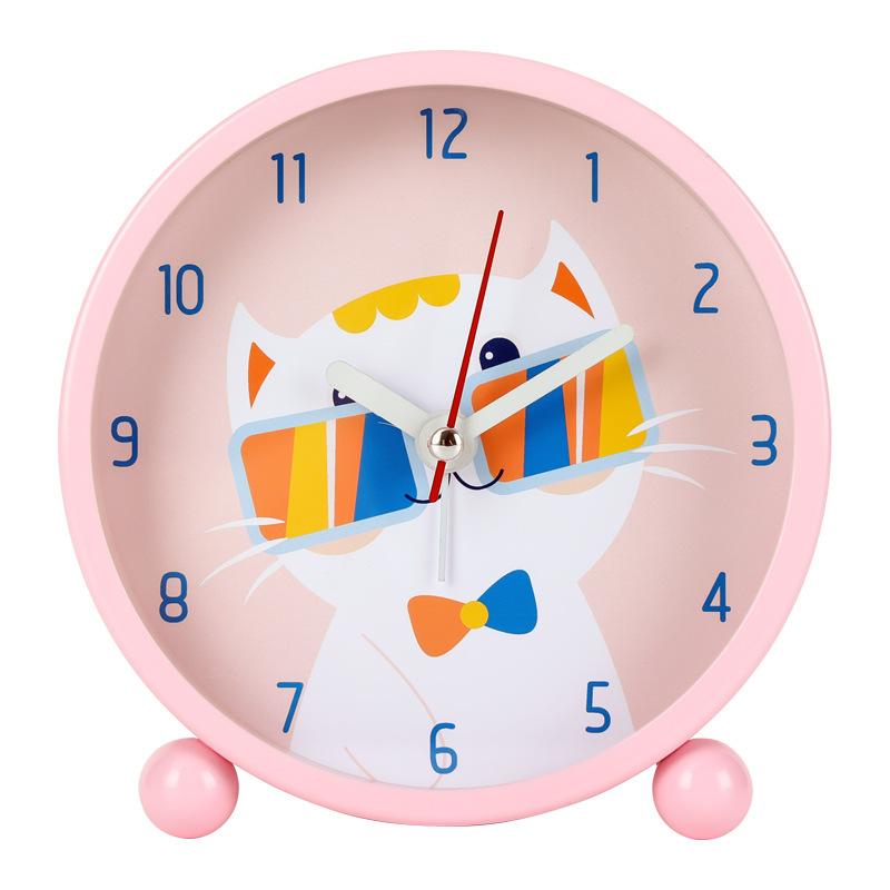 Cartoon new cute alarm clock living room bedroom home metal clock cat small seat clock