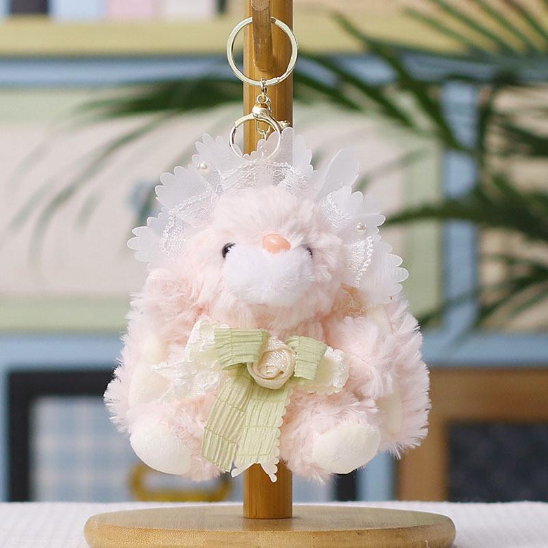 Plush Bunny Doll With Bow For Wedding Party Decor And Bag Ornament