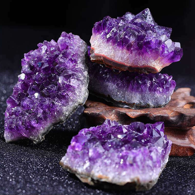 200g-300g Natural Raw Amethyst Cluster Geode Druzy Purple Quartz Crystal Reiki Healing Stones Specimen Home Decor Crafts 1pc