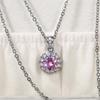 Nouveaux colliers mignons pour femmes avec zircone cubique rose, accessoires simples et élégants pour la fête, collier pendentif à la mode, bijoux