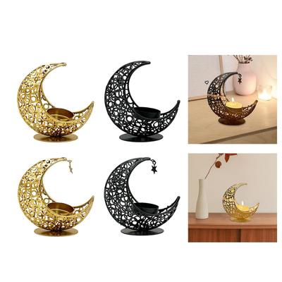 Moon Shaped Candle Holder Metal Candlestick Eid Mubarak for Hotel Party Supplies Housewarming Festival Prayer Votive Candle