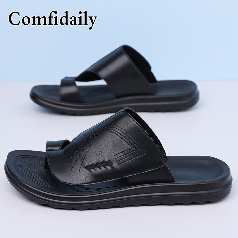 

Men Black Slippers Simple Flats Flip Flops Summer White Brown Open Toe Sandals Outdoor Beach Shoes Plus Size 46 47 48 EU:45 чёрный