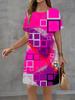 Fashion 3D Print Summer Dress Loose Casual Short Sleeve O-Neck Mini Dress
